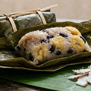 Sweet Sticky Rice with Bananas and Black Beans